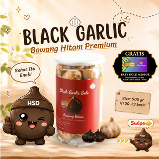 HSD Black Garlic 500 Gr Bawang Hitam Premium BPOM Halal Rempah Sehat Fermentasi 90 Hari