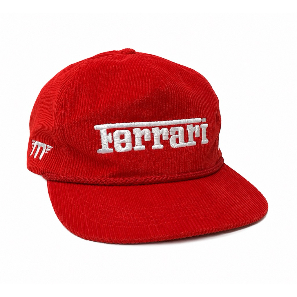 MERAH Vintage 90s Racing Old School หมวกผ้าลูกฟูกสีแดง