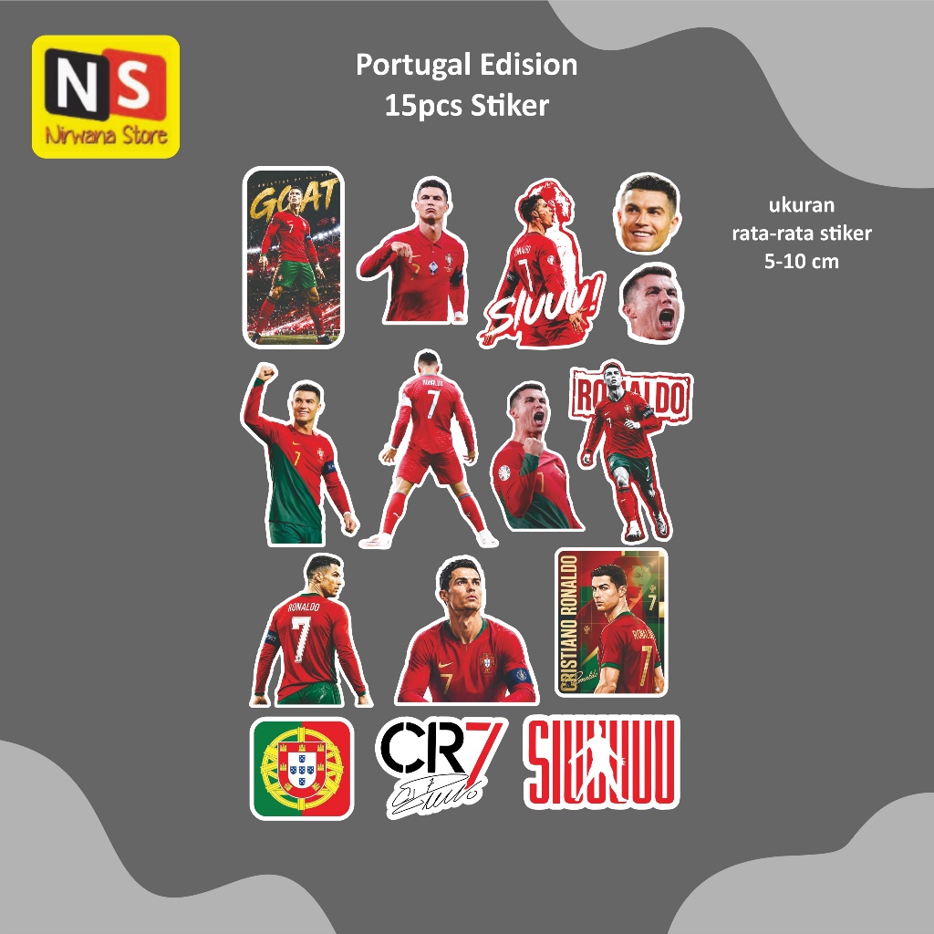 Tumblr Laptop Sticker Pack - CR7 Ronaldo Portugal Edition 15 ชิ้น