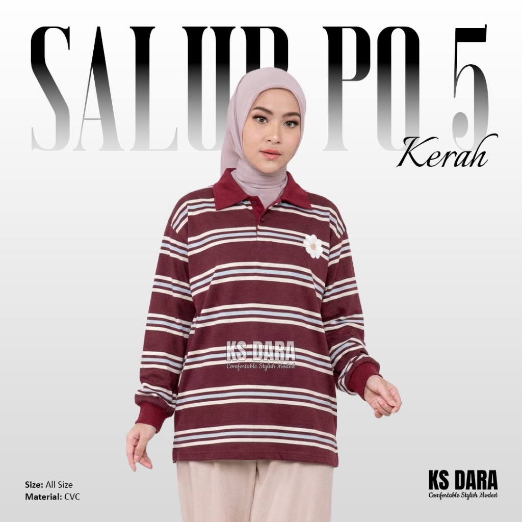 STRIPE T-SHIRT PO 5 ซี่โครงแขนยาวคอปก 2 รังไข่ 3 สี ชุดลําลอง by ksdara