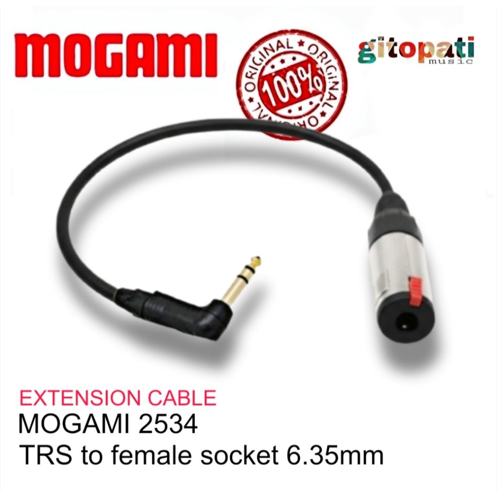 Mogami 2534 TRS L Male to 6.35mm Female Extension Cable - Solder Cardas Audio USA