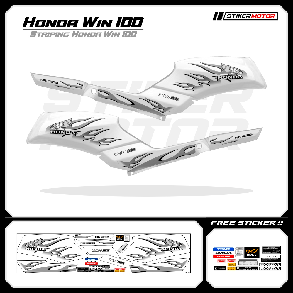 WIN24 Striping สติกเกอร์ Honda Win 100 Fire สติกเกอร์ Variation สติกเกอร์ Striping Scootlet Scotlite