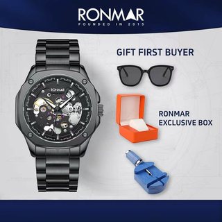 [NEW] Ronmar Jam Tangan Mekanikal Ronmar Skeleton – Automatic Tanpa Baterai, Stainless Steel Hitam