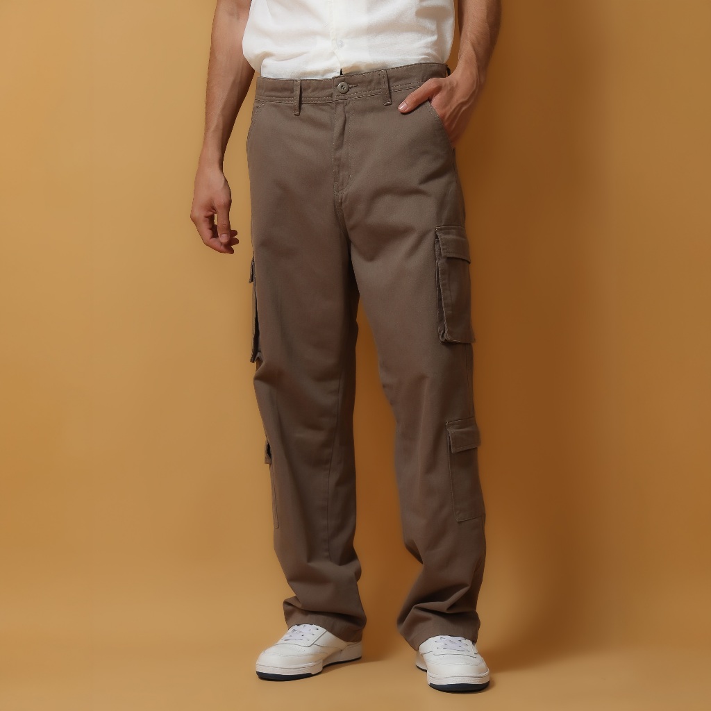 KAVIEL Loose Fit Taupe Cargo Pants - กางเกงคาร์โก้ Taupe