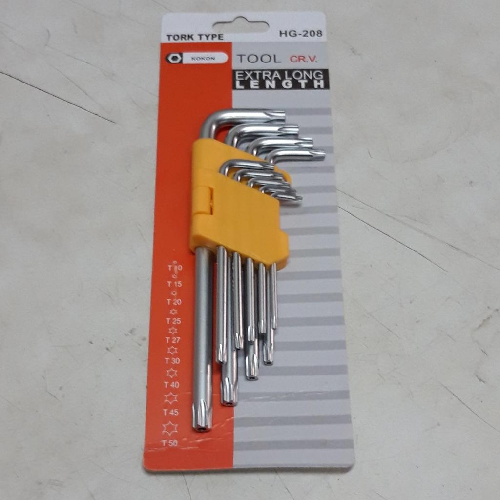 9 ชิ้น Medium Star Torx 10-50 Carrson ชุดประแจรูปตัว L