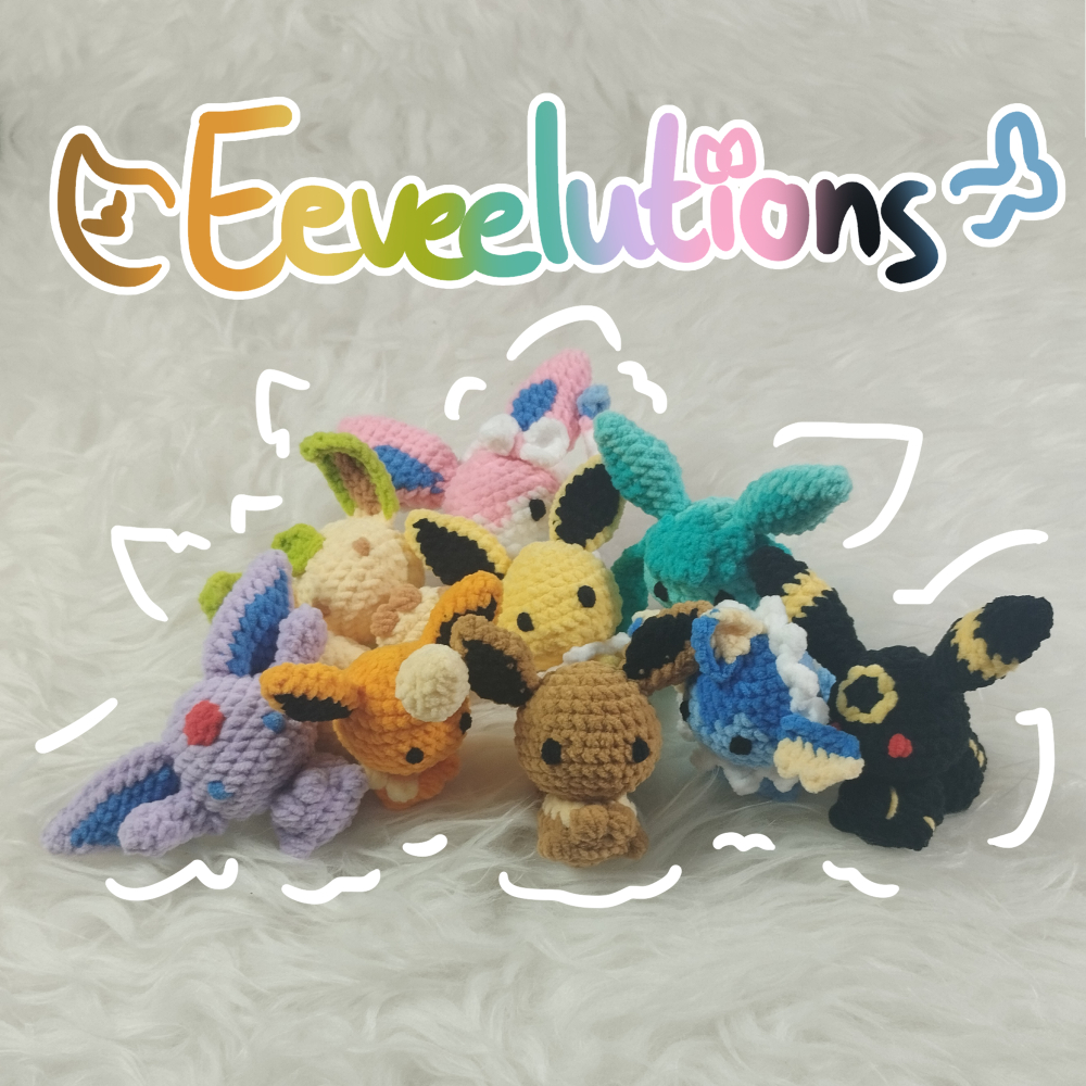 กันตุนกัน !!SHINY EVENT!! ตุ๊กตาโครเชต์ตุ๊กตาโปเกมอน Amigrumi | เป็นที่แขวนได้ / พวงกุญแจ | Eevee Va