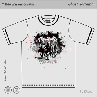 Rundawn เสื้อยืดซักผ้า Unisex – เสื้อวิ่งแขนสั้นวินเทจ – เสื้อซักผ้า • Ghost Horseman