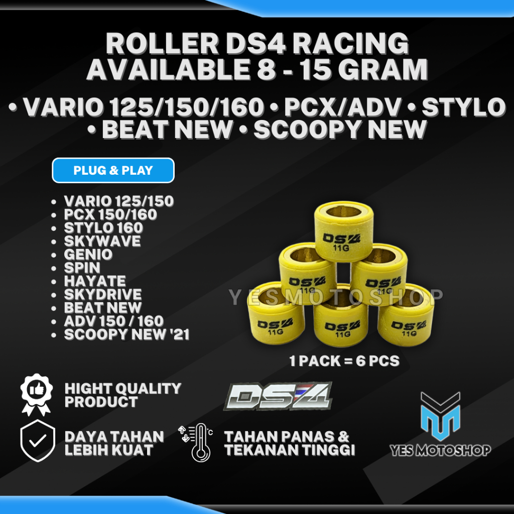 ROLLER DS4 RACING 8 - 16 GRAM VARIO 125 150 160 PCX CBU ADV GENIO BEAT DELUXE 2021 ใหม่ SCOOPY