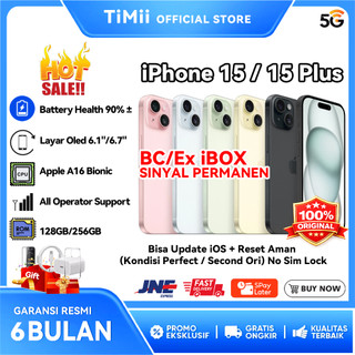 iPhone 15 / 15 Plus iBox Original 128GB 256GB Second Bekas Fullset Mulus Inter Unlock IMEI Terdaftar Sinyal Permanen