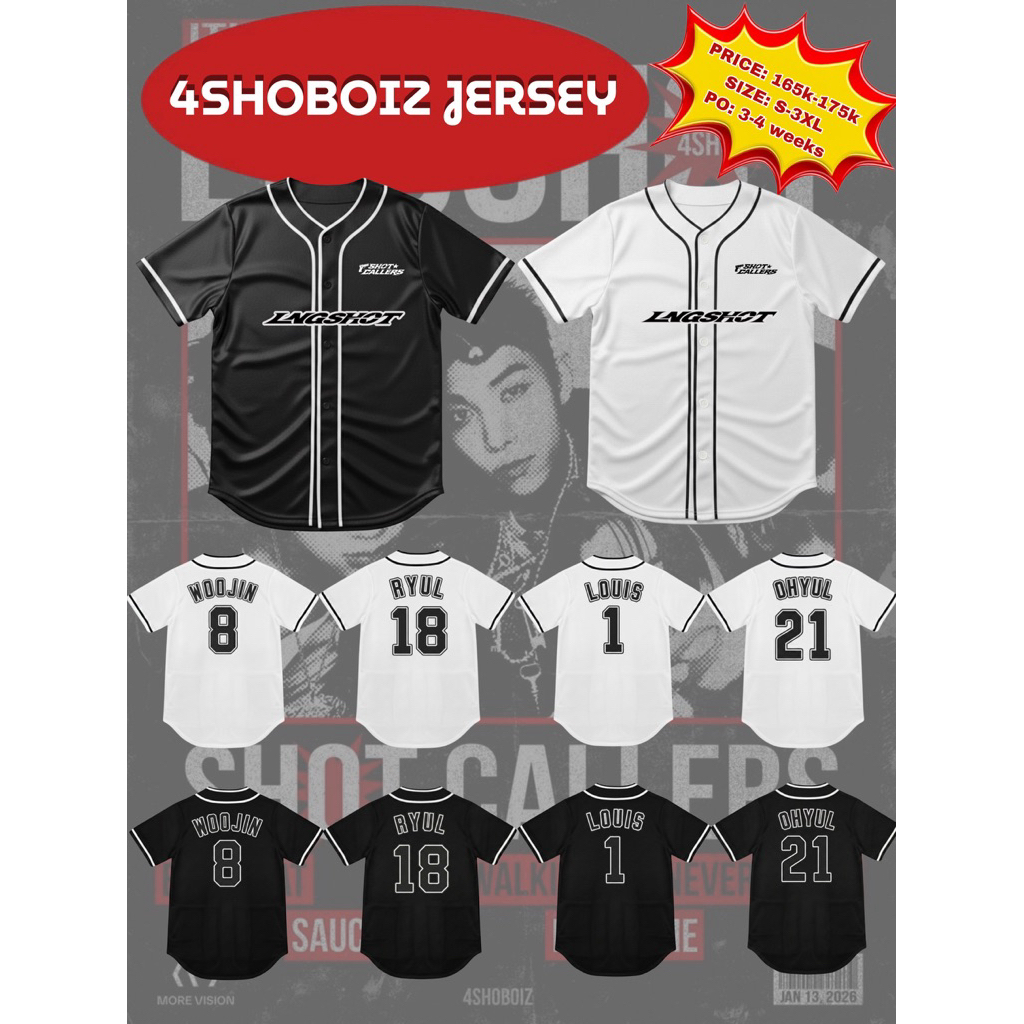 เสื้อแข่ง LNGSHOT | เสื้อแข่ง KPOP BASEBALL | ยูนิเซ็กส์กระป๋อง