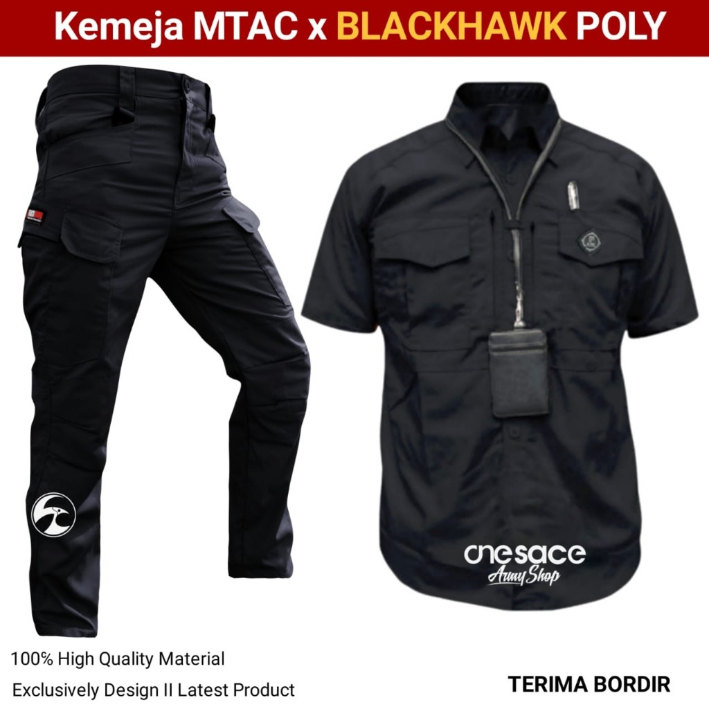 KEMEJA Mtac เสื้อแขนสั้นและชุดกางเกง Blackhok ยาวสําหรับชุดเครื่องแบบทํางานสํานักงานภาคสนาม