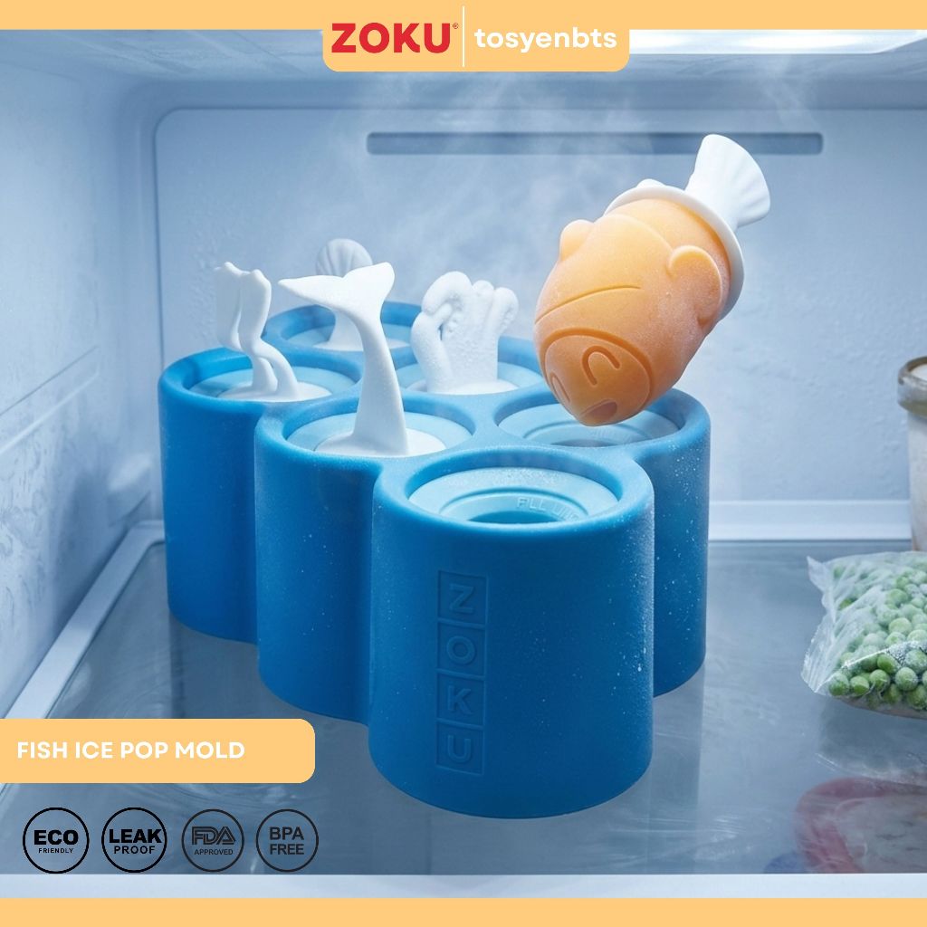 Zoku Fish Ice Pop Mold - แม่พิมพ์ไอศกรีมตัวละคร - แม่พิมพ์ไอศกรีมรูปปลา - แม่พิมพ์ไอศกรีมซิลิโคนระดั