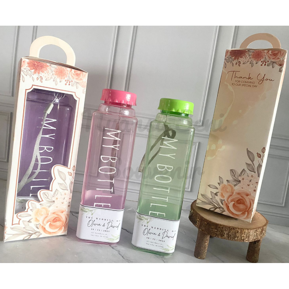 My Bottle Square Drinking Bottle Box Transparent Tumbler Infuser Water BPA Free กล่องของที่ระลึก