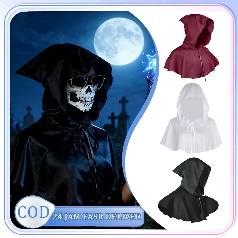 เสื้อคลุมยุคกลางฮาโลวีน Undead Hooded Cape Vampire Devil Caps Cloak|เสื้อคลุมคอสเพลย์ คอสตume