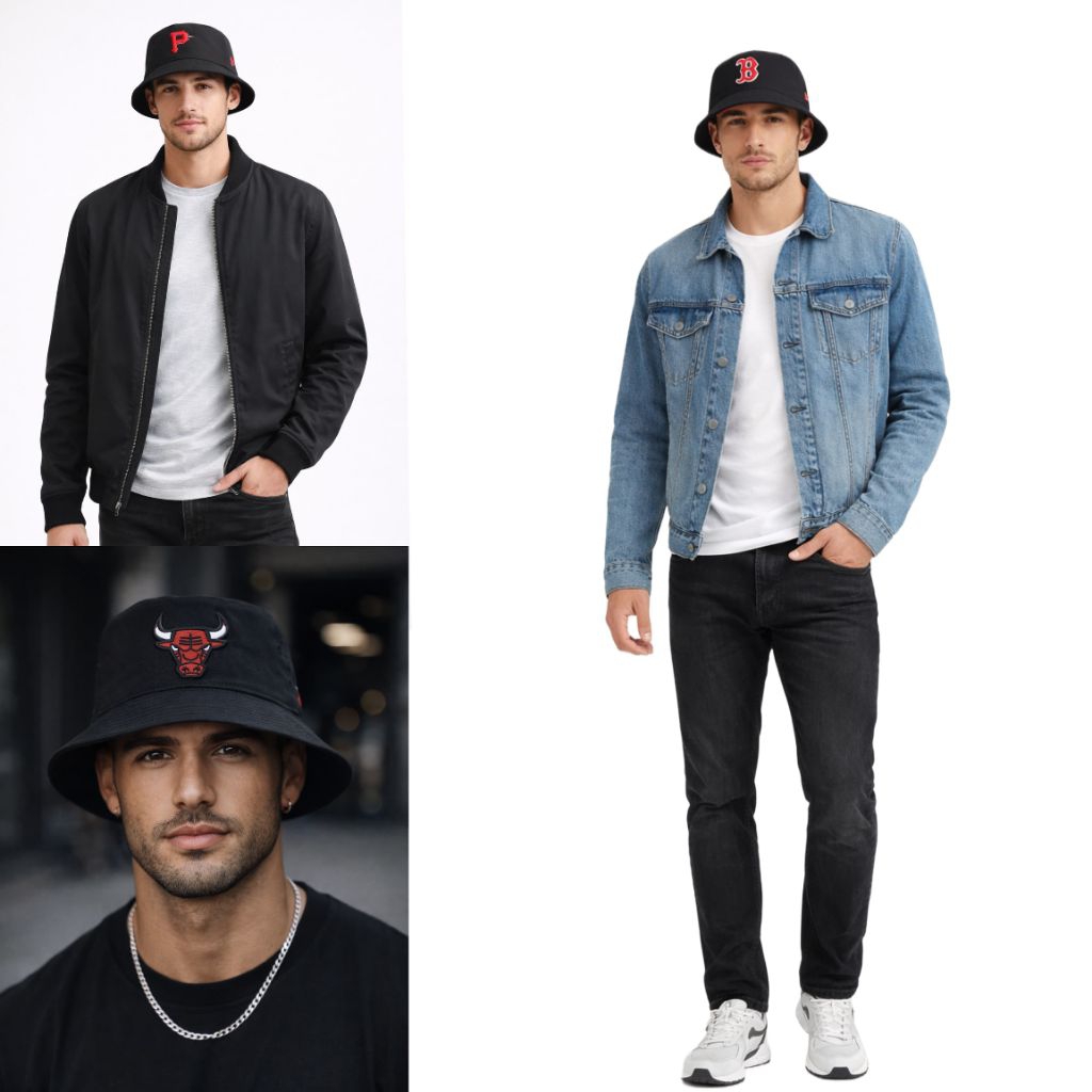 N*w era mens black bucket Hat/Original Breed mens Hat/Latest mens Hat/mens Hat