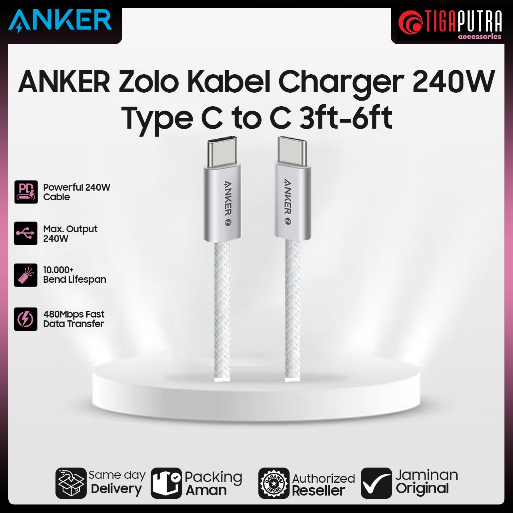ANKER Zolo 240W Type C to C สายชาร์จ 3ft/6ft (A8060)