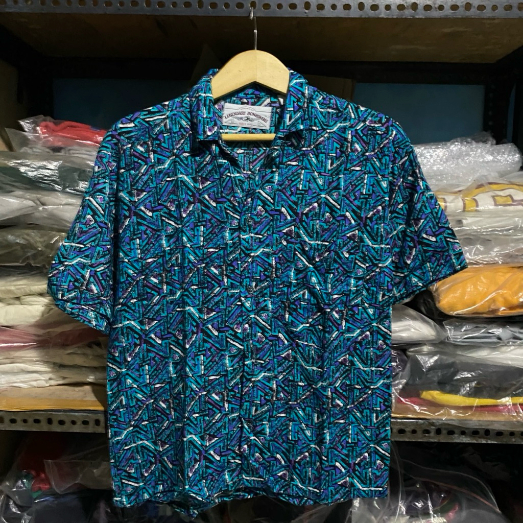 Vintage Legendary Bonhomme Rayon S/S Shirt Turkis Size S 64x49 Made in USA