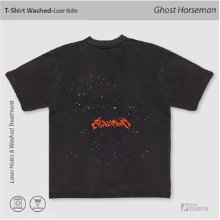 Rundawn เสื้อยืดซักผ้า Unisex – เสื้อวิ่งแขนสั้นวินเทจ – เสื้อซักผ้า • Ghost Horseman