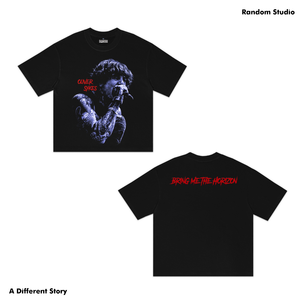 Random Studio Boxy Tshirt Heavyweight 16s Bring Me The Horizon Oliver Sikes Black