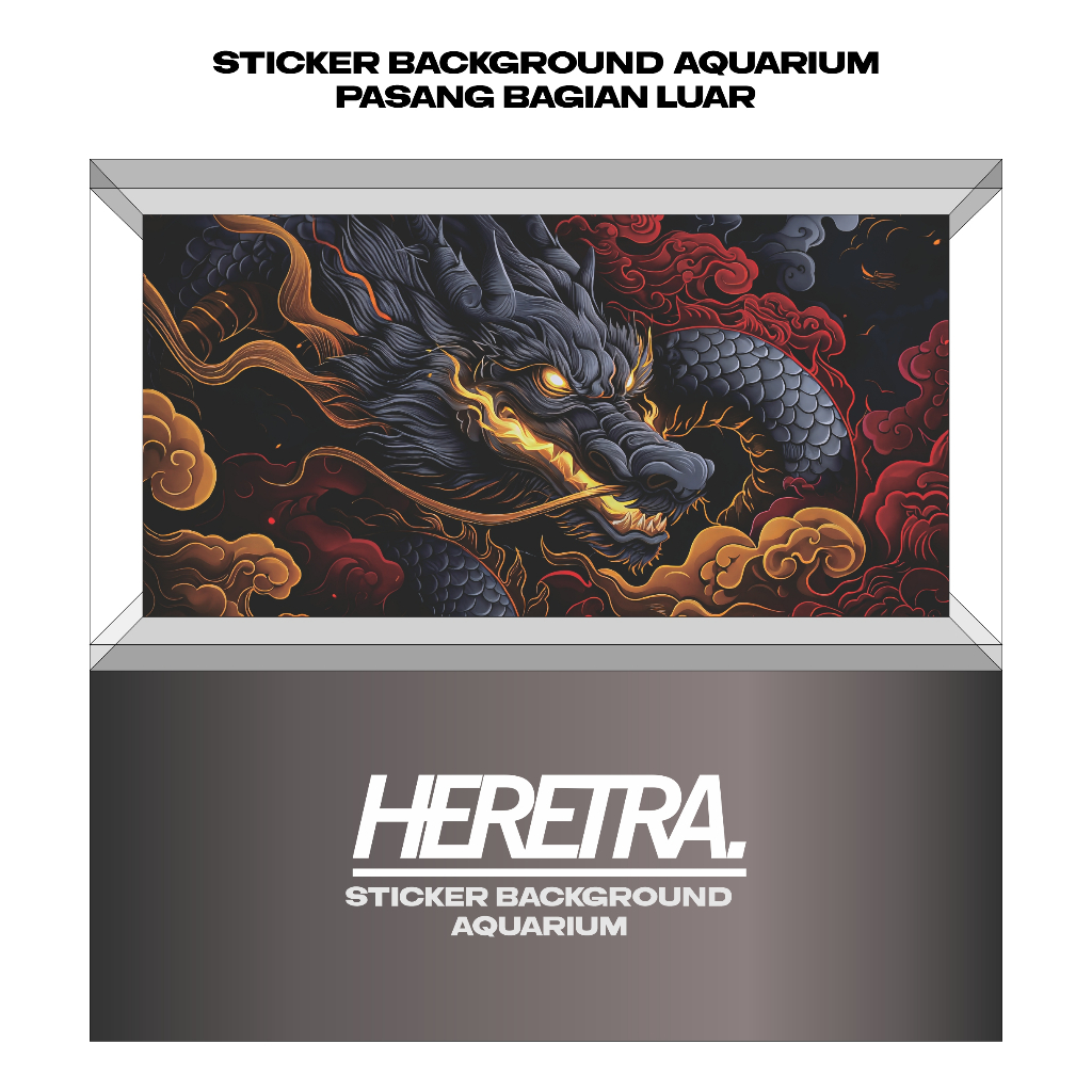 สติ๊กเกอร์ AQUARIUM, สติ๊กเกอร์ BACKGROUND, AQUARIUM WALLPAPER - DRAGON ORNAMENT MOTIF
