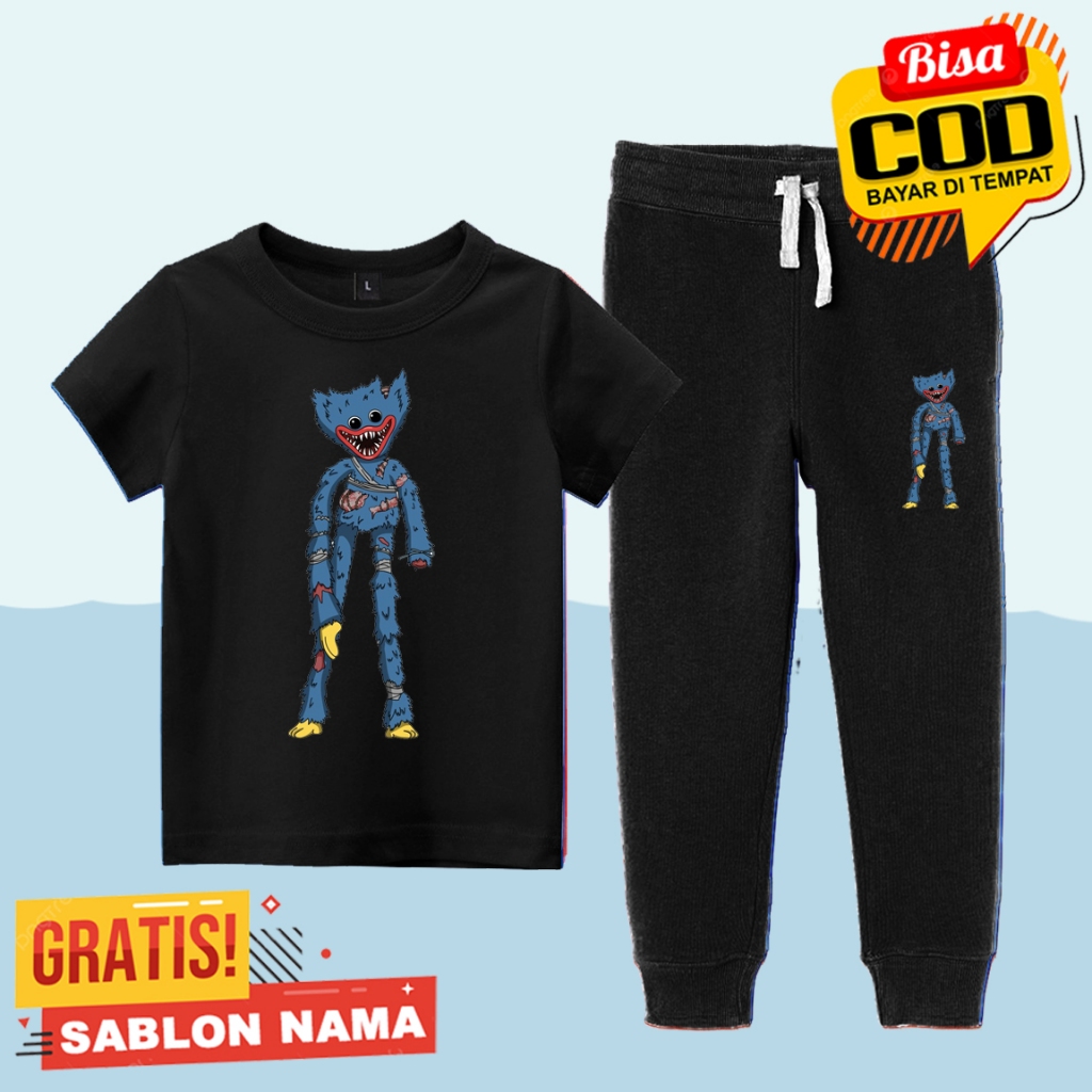 HUGGY WUGGY POPPY PLAYTIME KIDS เสื้อยืดและชุดจ๊อกกิ้ง / HUGGY WUGGY POPPY PLAYTIME 5 ชุดยาว