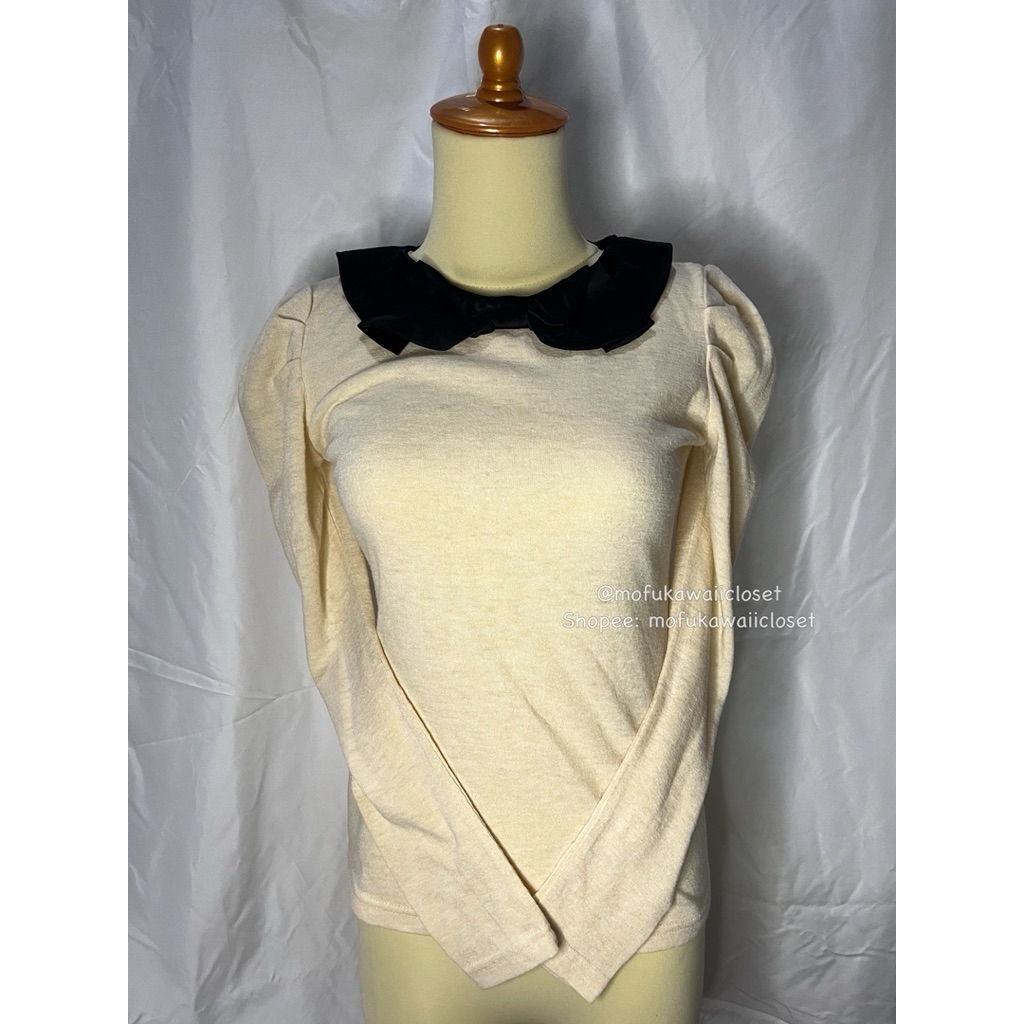 [READY Daily Kawaii Y2K Coquette Mori Goth Vintage Outfit] Katharine Jett Blouse Cream White