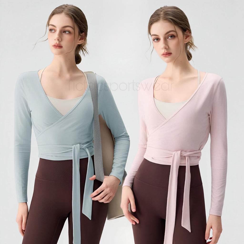 LANI WRAP TOP OUTER LONG SLEEVE / ผู้หญิงโยคะ PILATES SPORTS OUTER TOP