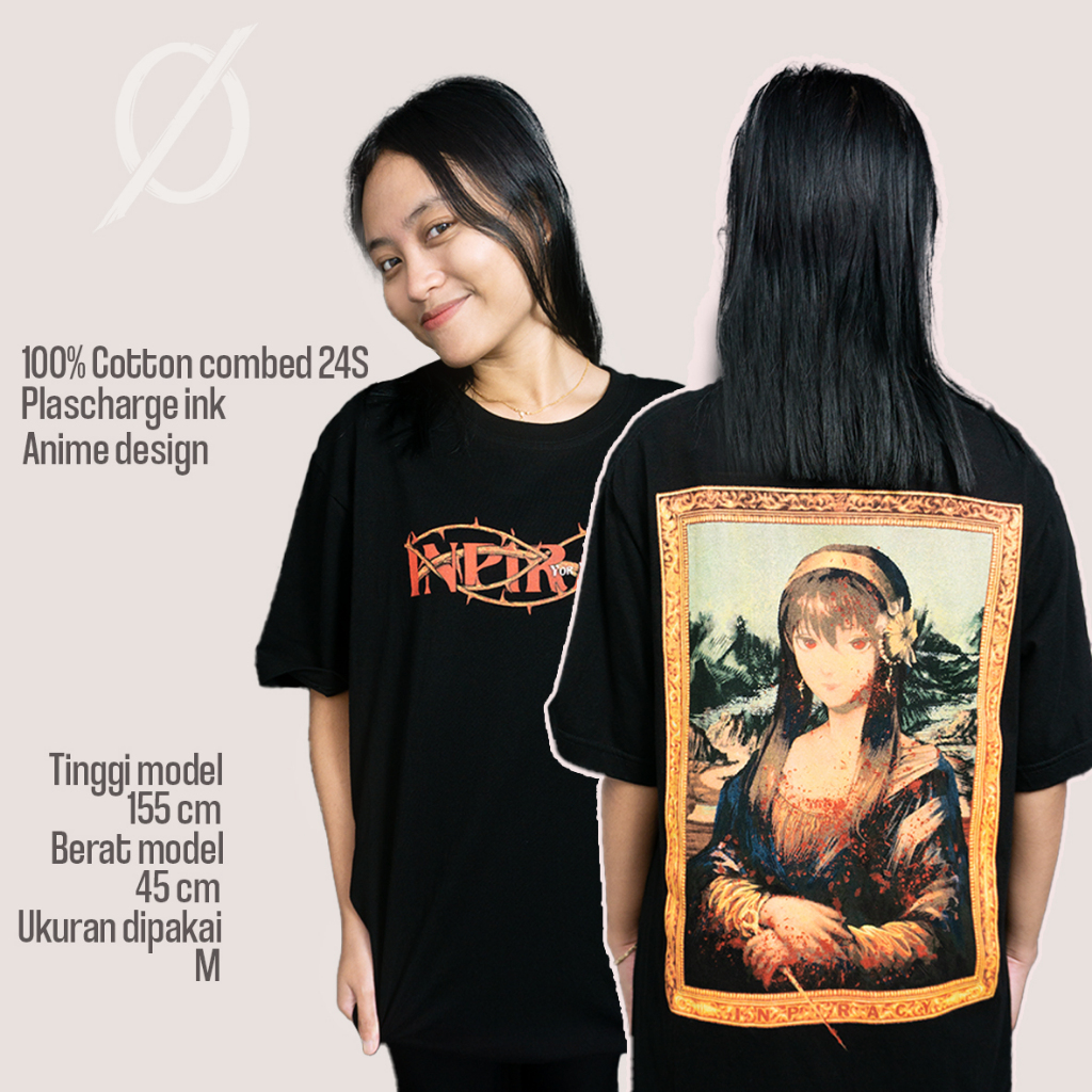 KATUN เสื้อยืดผู้ชายสีดําผ้าฝ้าย 24s InPiracy Yor Forger X Mona Lisa