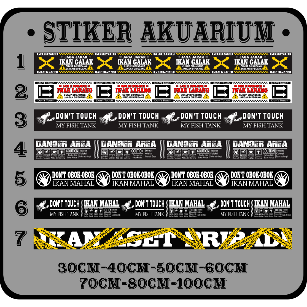 GALAK FISH AQUARIUM LIST STICKERS / PREDATOR FISH STICKERS