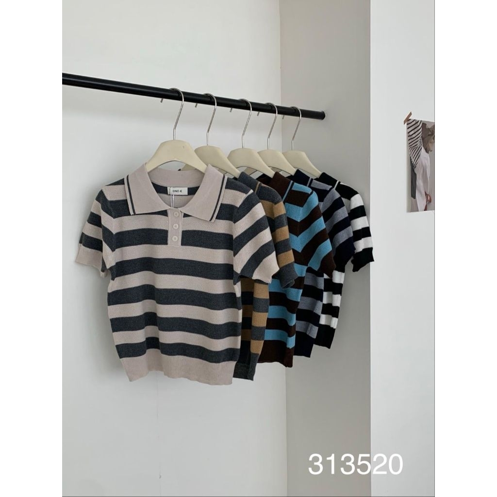 [LC] ONE-K 313520 CASUAL COLLAR KNIT TOP