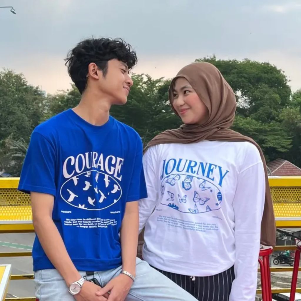 KATUN Courage & Journey Couple T-shirt / Courage Journey Adult Couple T-shirt 24s Comb cotton unisex