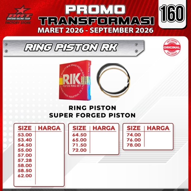 แหวน PISTON RIK RIKEN RING SEHER FORGING FORGED CASTING BRT