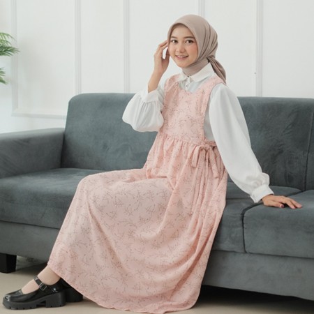 CAMELIA MIDI DRESS OVERALL MOTIF / HIMARI MIDI OVERALL DRESS FLOWER MOTIF
