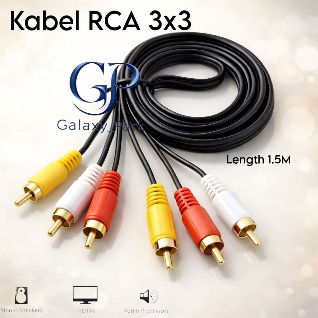 Vibox Cable 3x3 RCA To 3Rca 1.5meter - Rca Av Video / Cable 3 RCA DVD TV Original Hd Audio [GLX]