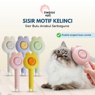 PAWSITIVE VIBES Sisir Grooming Kucing Anjing Pet Flea Comb Brush - Sisir Perawatan Bulu Hewan Tombol Otomatis