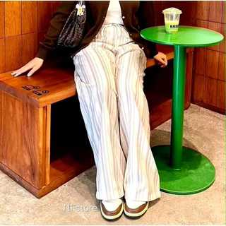 Celanakudot - Everyday Pants - Strip Pants - Salur Motif Besar - Celana Panjang Wanita Baggy Kantor Kuliah - Kulot Pinstripe - Celana Formal Casual Wanita Loose Basic