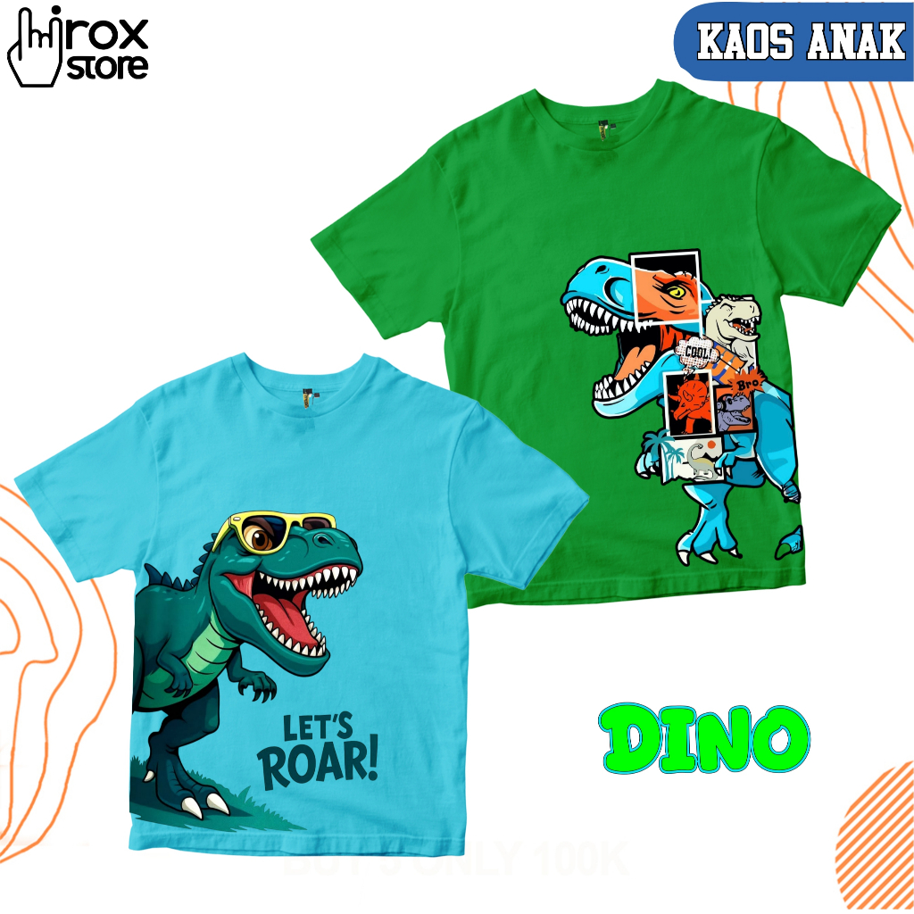 KATUN Boys Cotton Distro T-Shirt Dino Character T-Rex Lets Roar Age 1 - 10 ปี Premium
