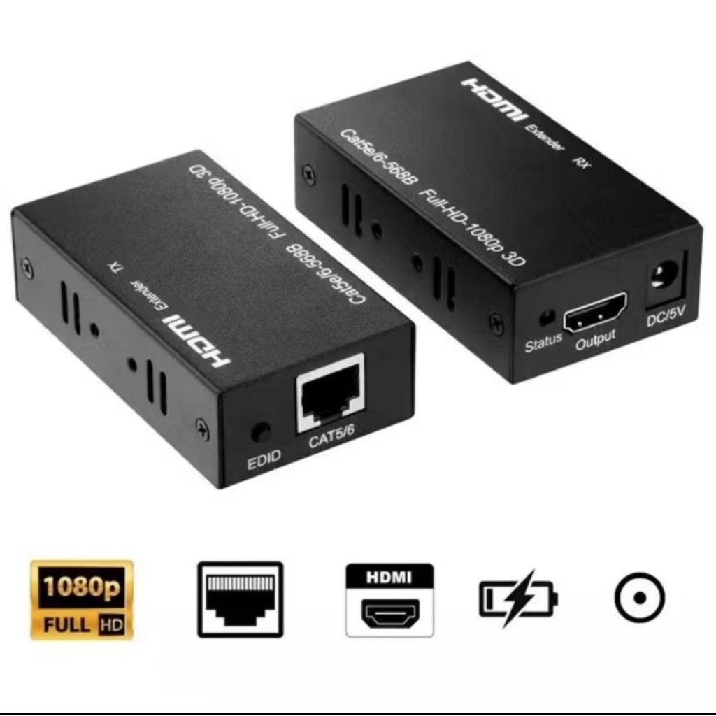 HDMI Extender 60m cat 5 5e 6 ตัวแปลง hdmi เป็น lan 60m