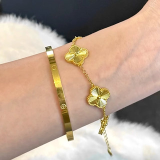 Set Gelang Titanium Nagita - Set Gelang Slim - Gelang Clover Titanium Wanita Set