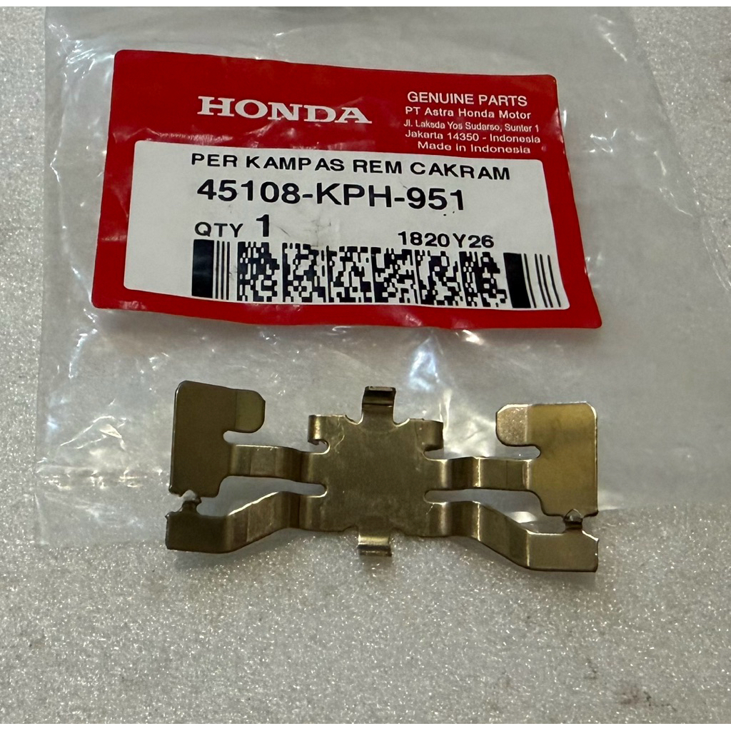 ผ้าดิสเบรคหน้าแผ่น ADV PCX CB/CBR/CBX/CRF Stylo Tiger Verza MegaPro Original AHM 45108KPH951