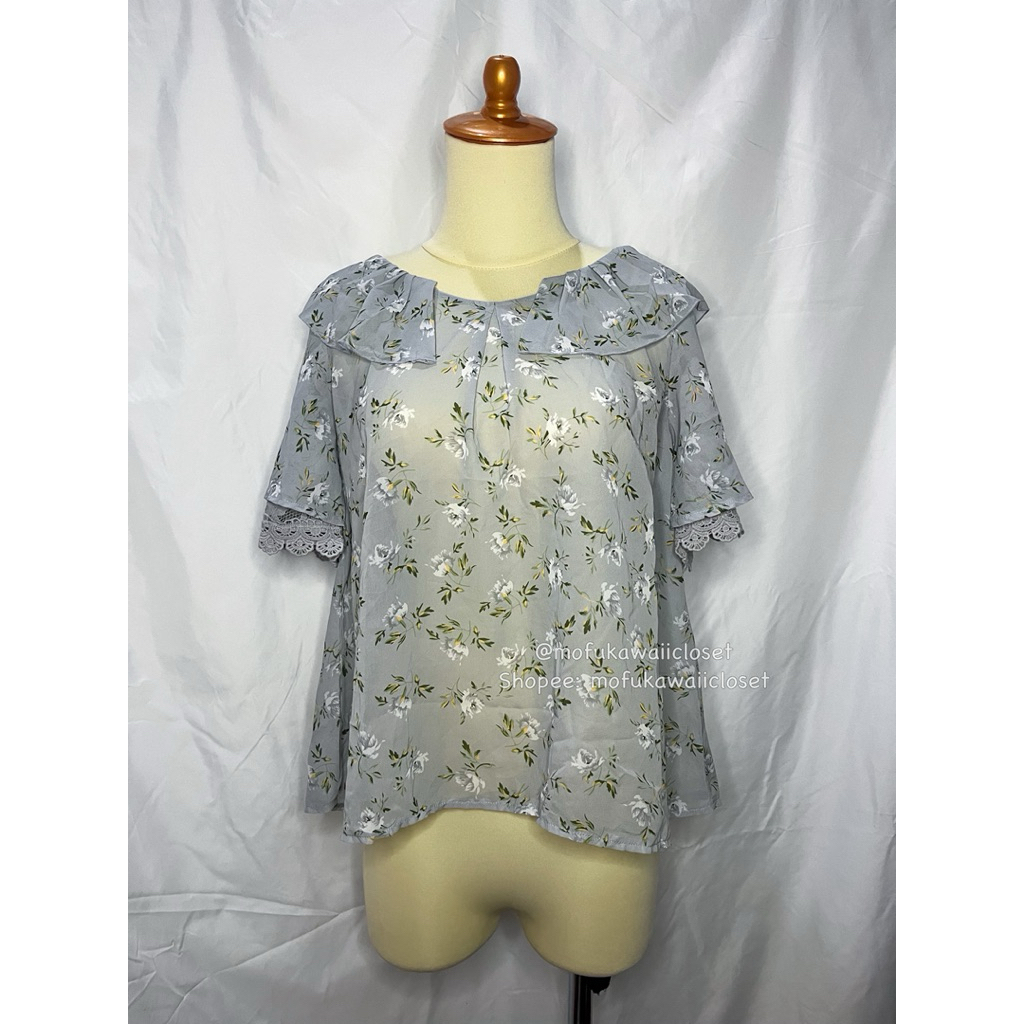 [พร้อมทุกวัน Kawaii Y2K Coquette Mori Goth Vintage Jirai Kei เครื่องแต่งกาย] Axes Femme เสื้อดอกไม้ล