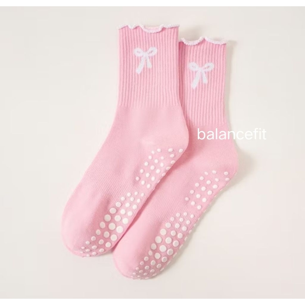 RUFFLE BOW SOCKS PILATES ANTI-SLIP