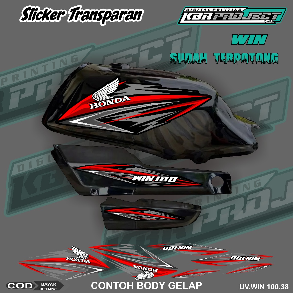 WIN 100 COOL PREMIUM TRANSPARENT STRIPING สติ๊กเกอร์ HONDA RACING VARIATION LINES 38 CUT