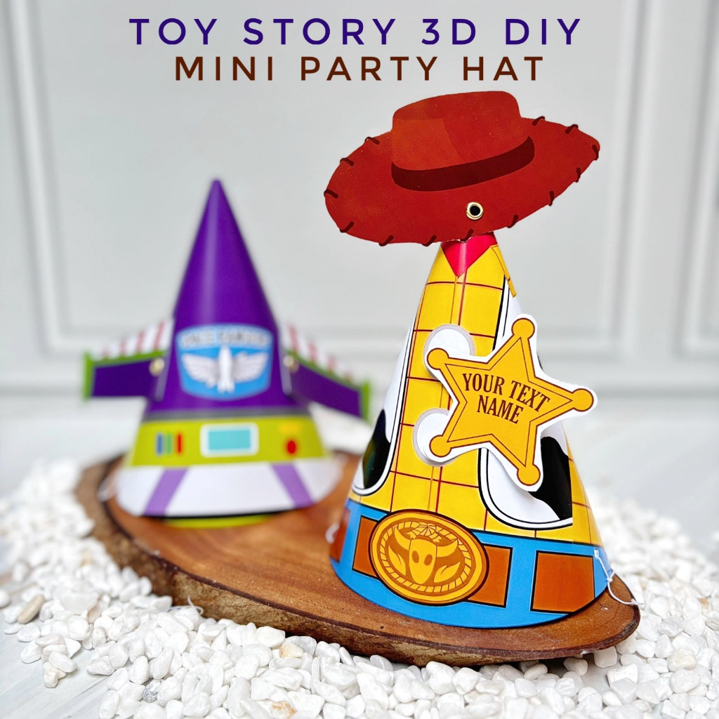 3D Toy Story Party หมวก DIY Party หมวกวันเกิดอุปกรณ์ตกแต่ง Props วันเกิด Props อุปกรณ์เสริมเด็ก Mini น่ารัก Woody Buzz Lightyear