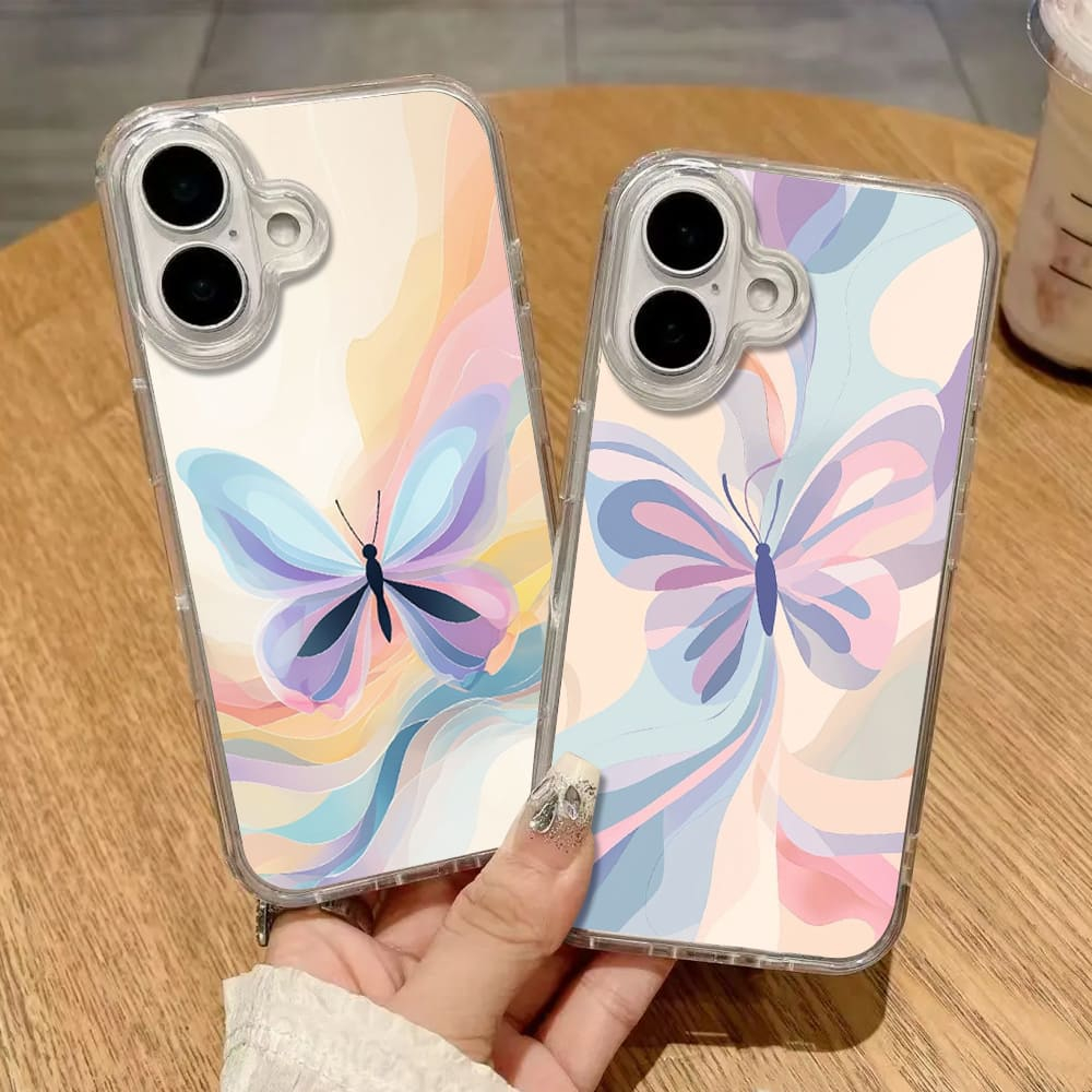 HP (KP01) เคสใสเคลือบเงาแฟชั่นผีเสื้อ motif ความงามพาสเทลโปร่งใสพร้อมสําหรับโทรศัพท์มือถือประเภท REA