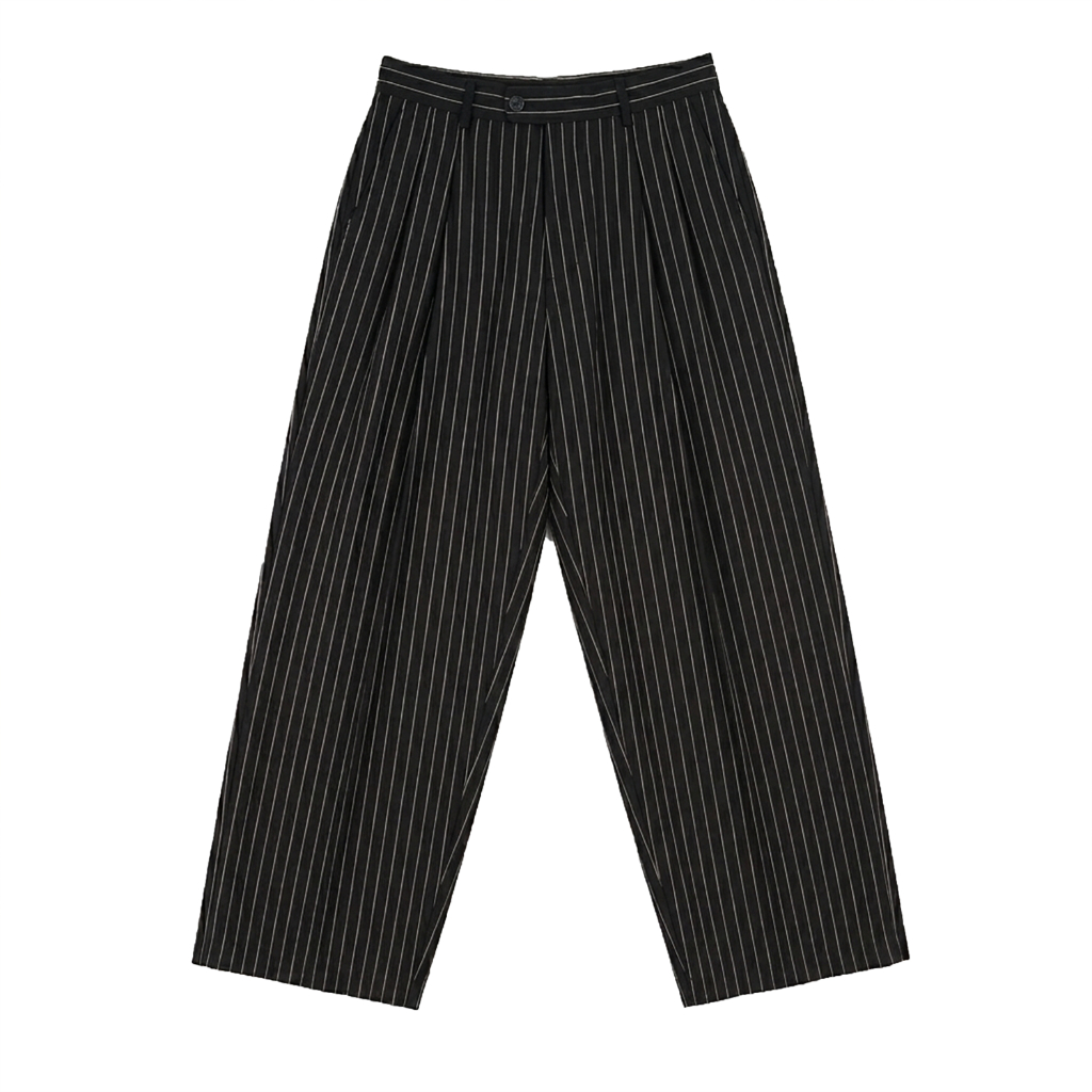 Bnb - Basefold Pleated Pants Pants Path Stripe Pants Baggy