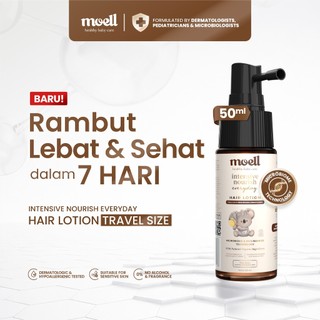 [Baru] Moell Hair Lotion Travel Size 50ml Panax Ginseng Kemiri Biotin - Menumbuhkan, Melembutkan & Melebatkan dalam 7 Hari - Cocok Untuk Kulit Sensitif - Bayi 0 Bulan s/d Dewasa