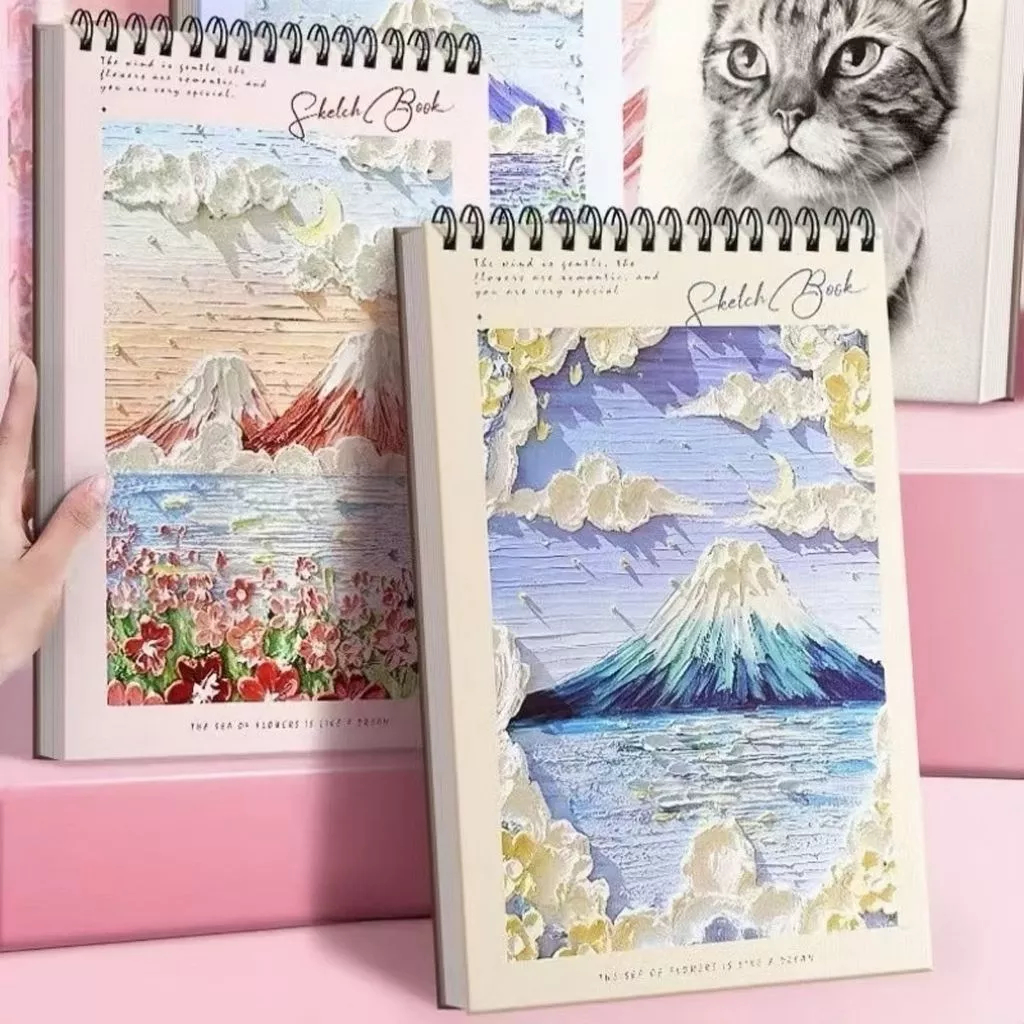 [45S - A4] SKETCHBOOK A4 AESTHETIC VERTICAL DRAWING BOOK SPIRAL BIDING 45 แผ่นแผ่นแผ่นของขวัญสาว