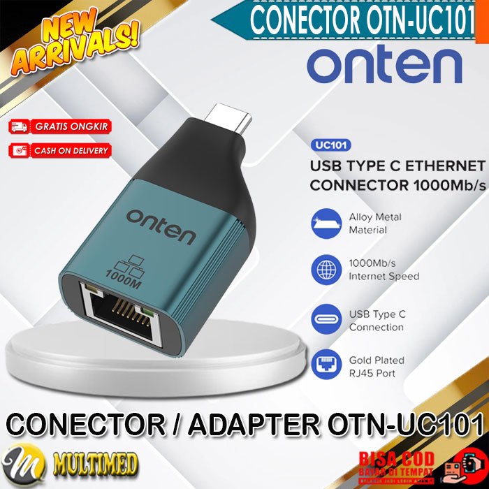 Onten USB Type C ถึง Gigabit Lan Ethernet Connector 1000Mb/s OTN-UC101