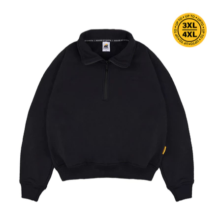 House of Smith BDG Mens Sweater - Hans Quarter Zip Black - Halfzip